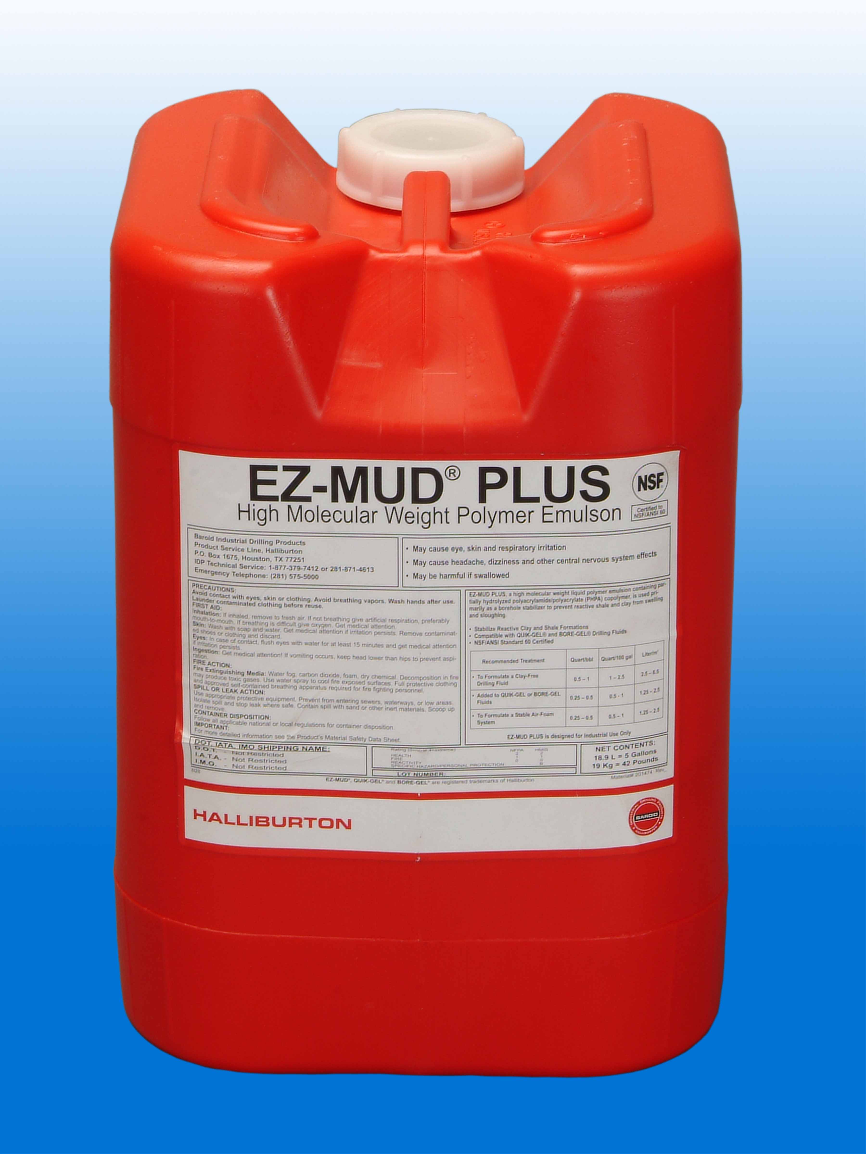 EZ-Mud Plus, Liquid Polymer Emulsion by Baroid, 5 Gal. Container